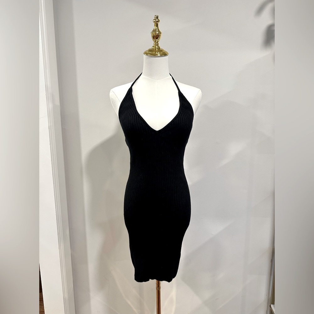 New Abercrombie Ribbed Sweater Halter Mini - sz MP, black